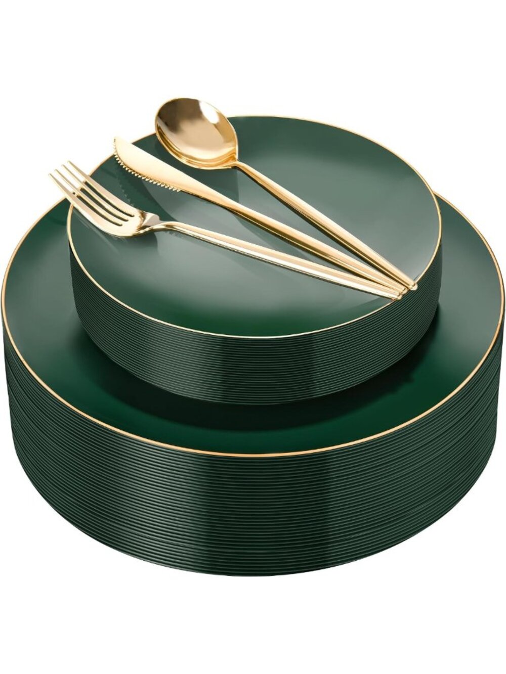 150 Pcs Green Disposable Plates - Premium Plastic Dinnerware for Events